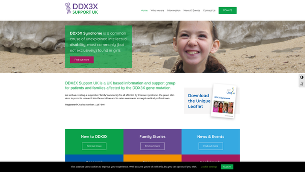 Screenshot of the Ddx3x Support UK website