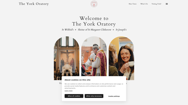 Screenshot of the The York Oratory Trust (CIO) website