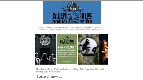 Screenshot of the Allen Valleys Community Arts website