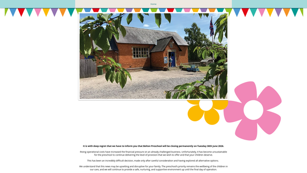 Screenshot of the Belton Pre-School CIO website