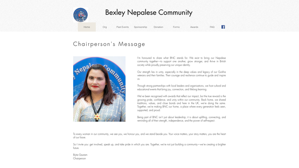 Screenshot of the Bexley Nepalese Community website