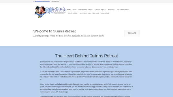 Screenshot of the Quinn's Retreat website