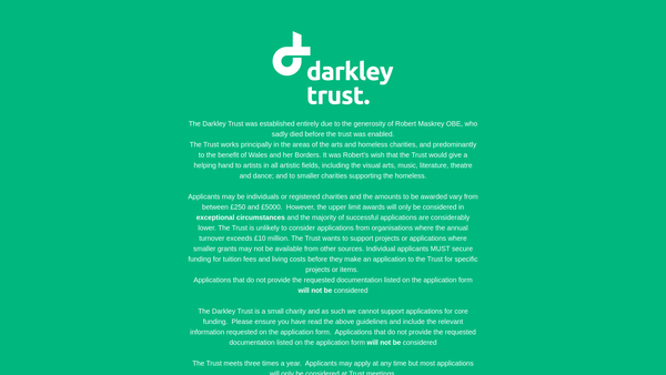 Screenshot of the The Darkley Trust website