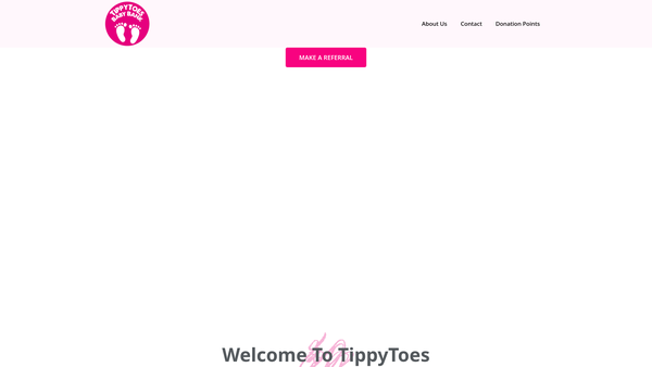 Screenshot of the Tippytoes Babybank website
