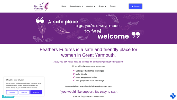 Screenshot of the Feathers Futures CIO website