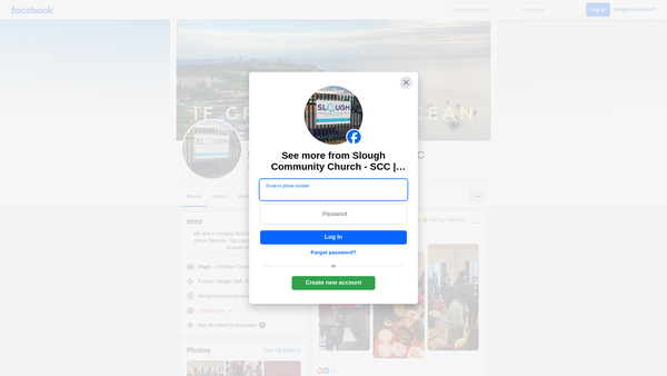 Screenshot of the Slough Community Church website