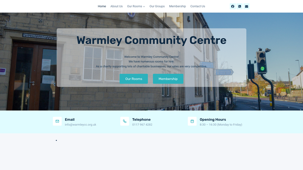 Screenshot of the Warmley Community Centre website