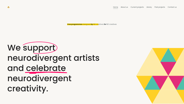 Screenshot of the Mainspring Arts website