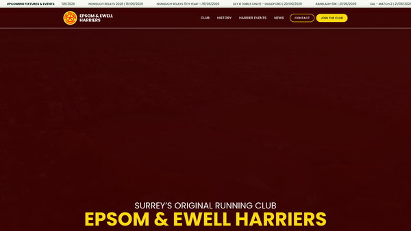 Screenshot of the Epsom & Ewell Harriers website