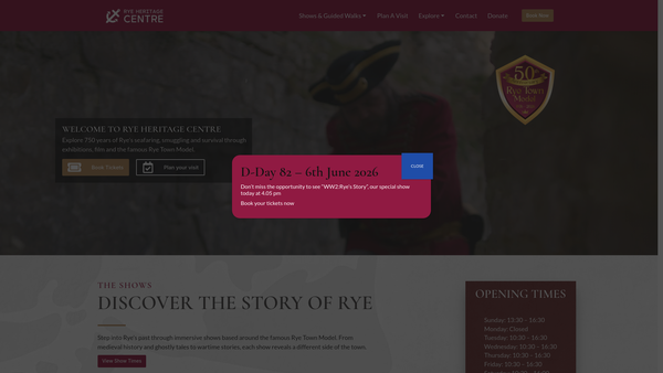 Screenshot of the Rye Heritage Centre website