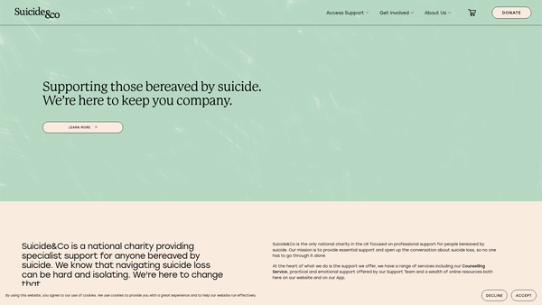 Screenshot of the Suicide & Co website