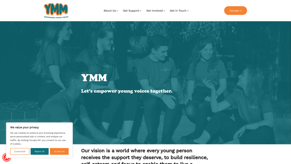 Screenshot of the Ymm website