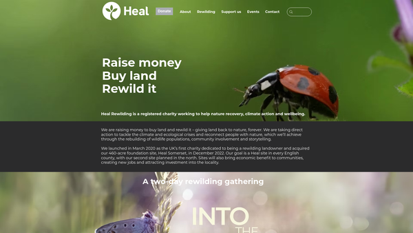 Screenshot of the Heal Rewilding website