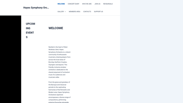 Screenshot of the Hayes Symphony Orchestra website