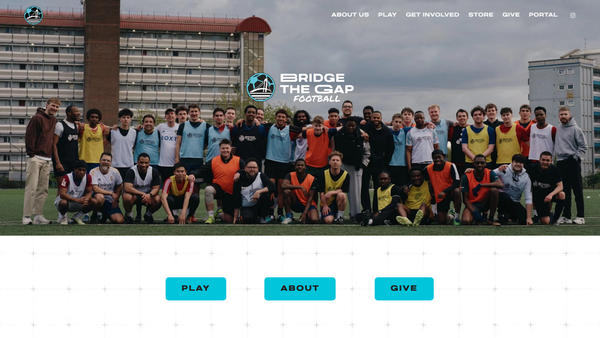 Screenshot of the Bridge The Gap Football website