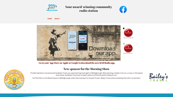 Screenshot of the Kettering General Hospital Radio website