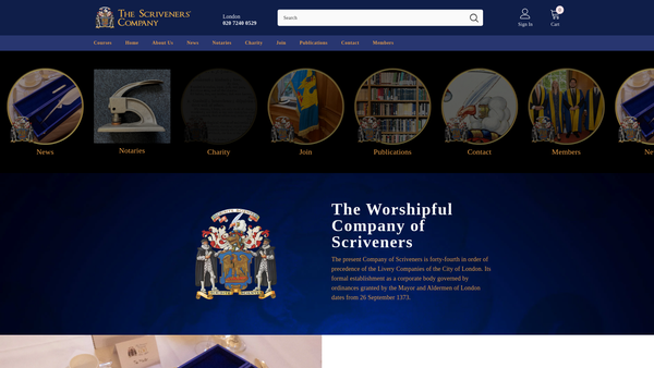 Screenshot of the The Scriveners' Company Sexcentenary Charity website