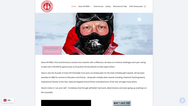Screenshot of the Team Hill Charitable Trust website