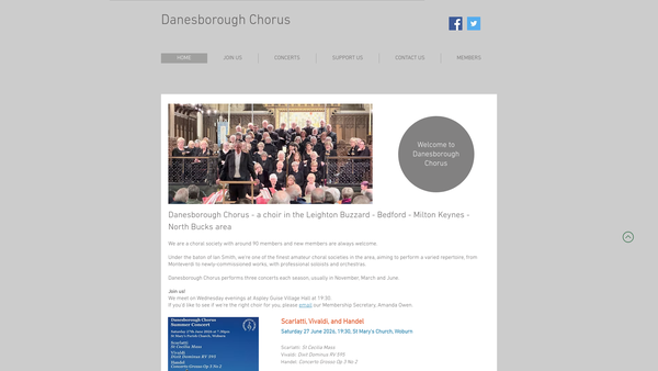 Screenshot of the Danesborough Chorus website