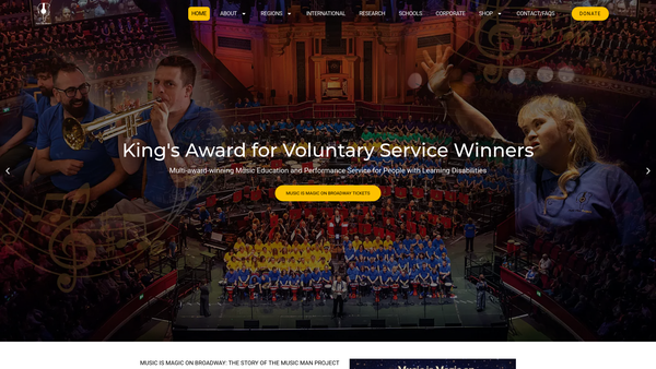 Screenshot of the The Music Man Project website