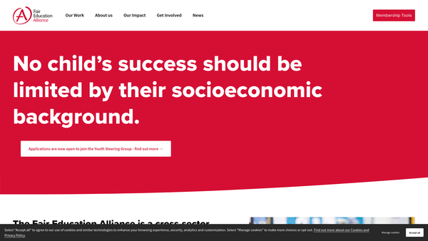 Screenshot of the The Fair Education Alliance website