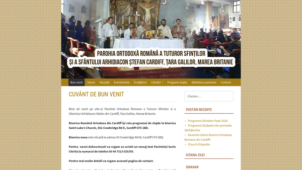 Screenshot of the Romanian Orthodox Parish Of All Saints Cardiff (Ropasc) CIO website