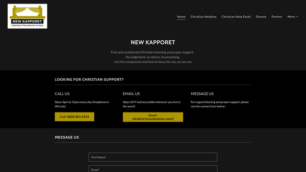 Screenshot of the New Kapporet website