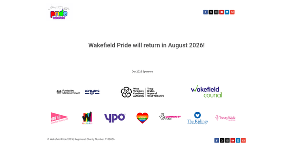 Screenshot of the Wakefield Pride website