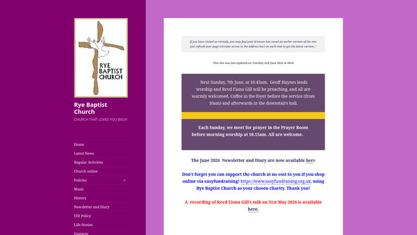 Screenshot of the Rye Baptist Church website