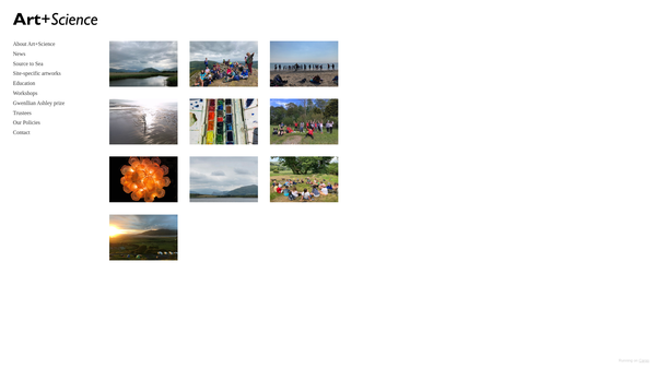 Screenshot of the Art + Science website