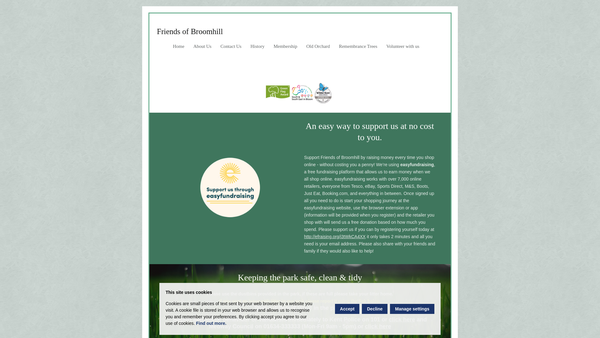 Screenshot of the Friends Of Broomhill website