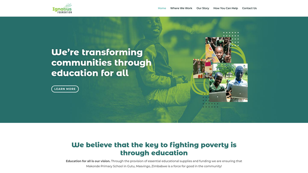 Screenshot of the Ignatius Foundation website
