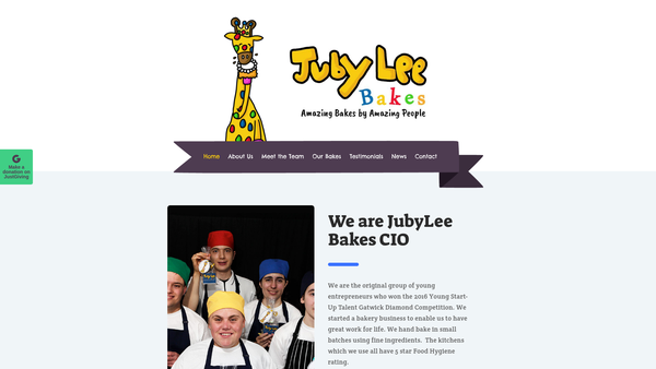 Screenshot of the Jubylee Bakes CIO website