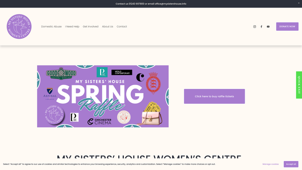 Screenshot of the My Sisters' House CIO website