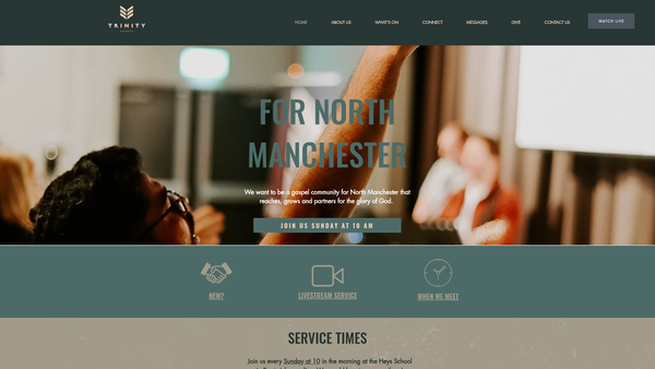 Screenshot of the Trinity Church Manchester website