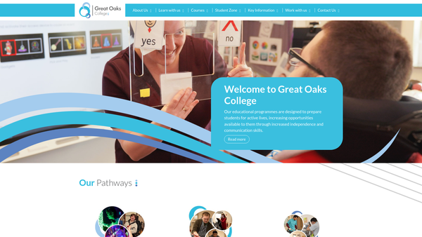 Screenshot of the Great Oaks Charitable Trust website