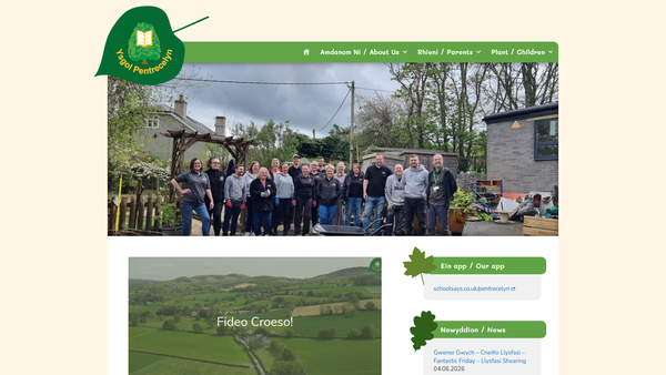 Screenshot of the Cymdeithas Rhieni Ffrindiau Ac Athrawon Ysgol Pentrecelyn - Pentrecelyn Parents Teachers And Friends Association website