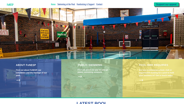 Screenshot of the Friends Of New Earswick Swimming Pool website