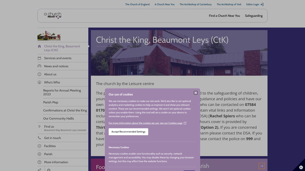 Screenshot of the The Parochial Church Council Of The Ecclesiastical Parish Of Stocking Farm And Beaumont Leys website