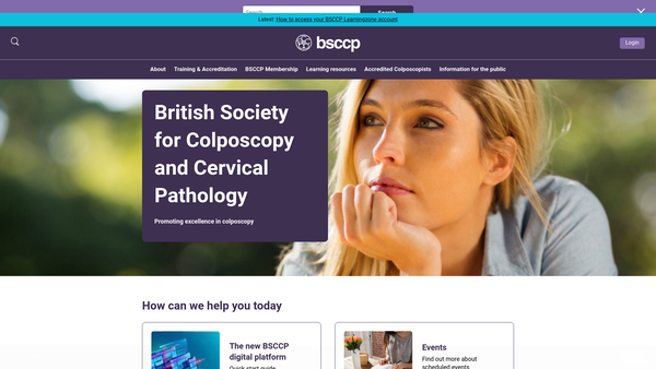 Screenshot of the British Society For Colposcopy And Cervical Pathology website
