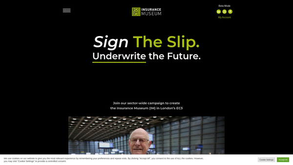 Screenshot of the Insurance Museum website