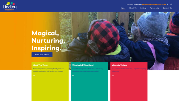 Screenshot of the Lindley Preschool website