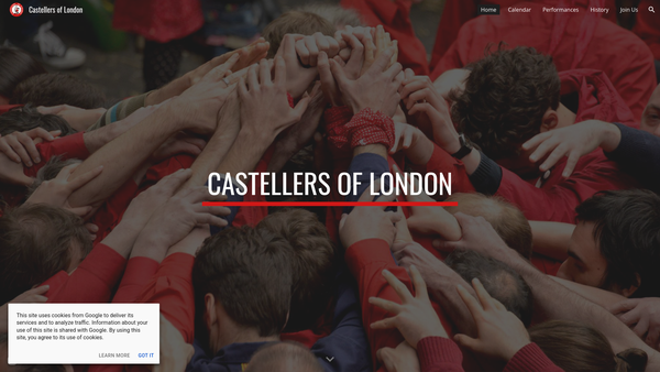 Screenshot of the Castellers Of London website