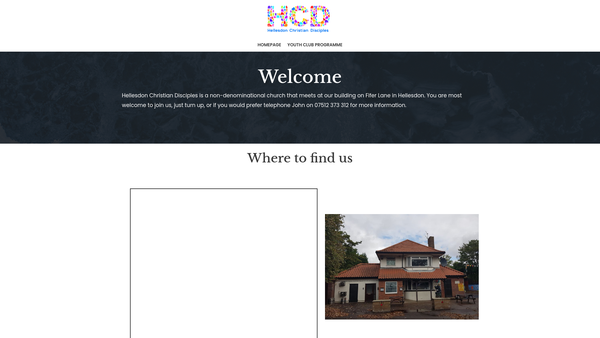 Screenshot of the Hellesdon Christian Disciples website