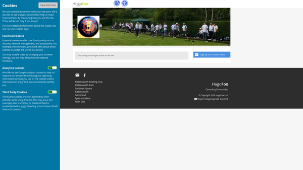 Screenshot of the Kibblesworth & Lamesley Community Sports Club website