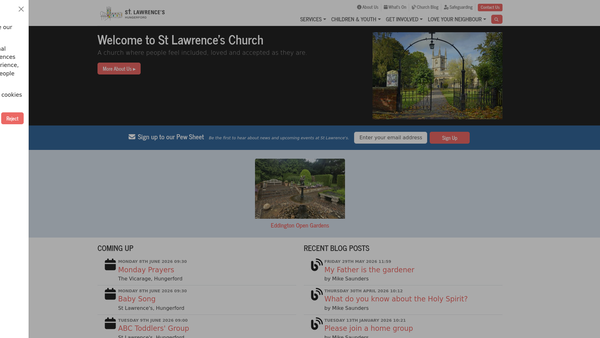 Screenshot of the The Parochial Church Council Of The Ecclesiastical Parish Of St Lawrence's, Hungerford website
