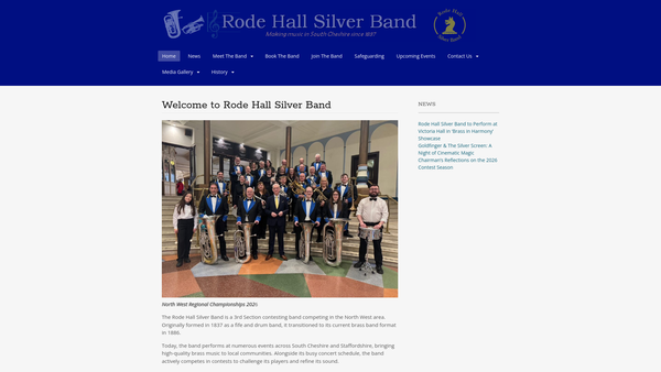 Screenshot of the Rode Hall Silver Band website