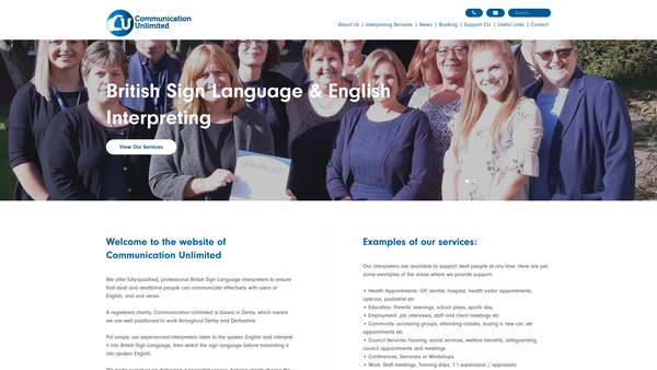 Screenshot of the Communication Unlimited website