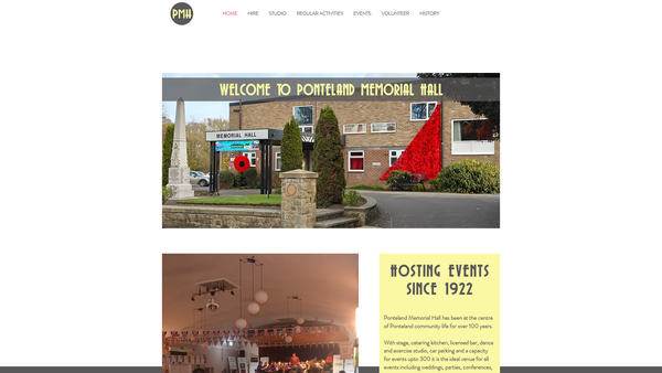 Screenshot of the Ponteland Memorial Hall website