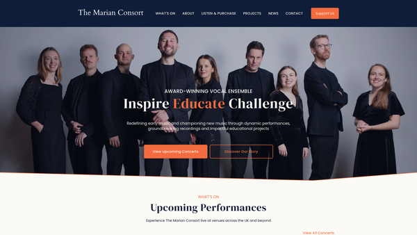 Screenshot of the The Marian Consort website